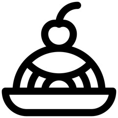 Spaghettieis. Editable stroke vector icon.