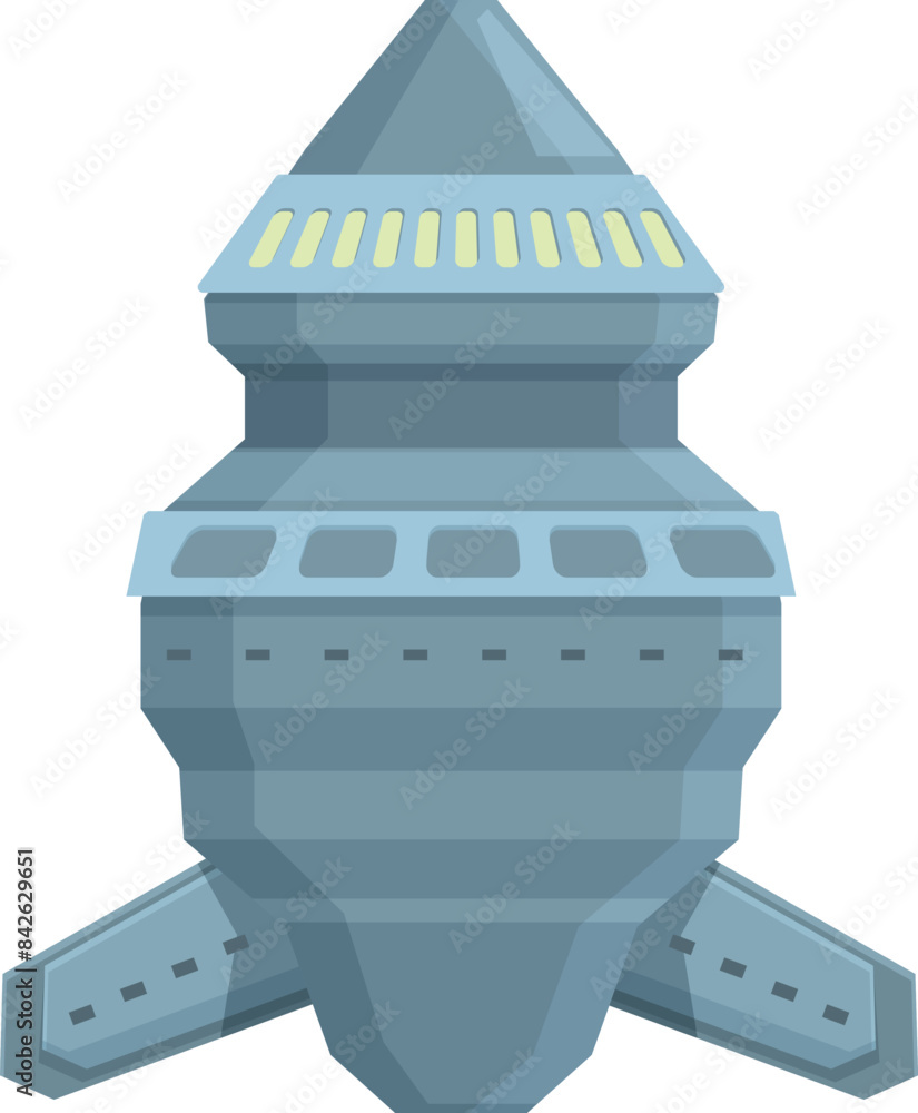 Poster large spacecraft floating with four windows and three rocket engines