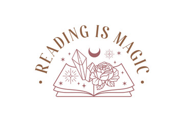 Book Quote typography T shirt design Reading is Magic