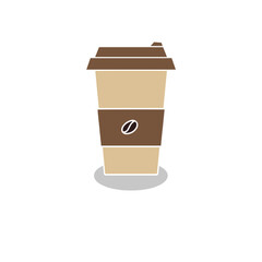 Coffee cup icon with simple design in brown color