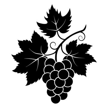 recommend clip art: A bunch of grapes with leaves silhouette vector illustration 