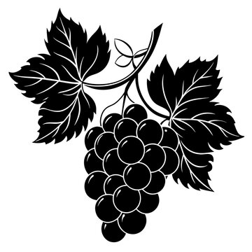 recommend clip art: A bunch of grapes with leaves silhouette vector illustration 