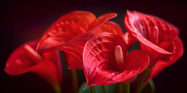 Red calla lily flamingo anthurium flower 4K Video