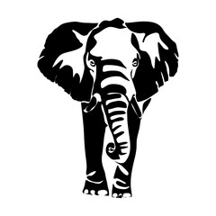 Silhouette of elephant. Black and white vector illustration design