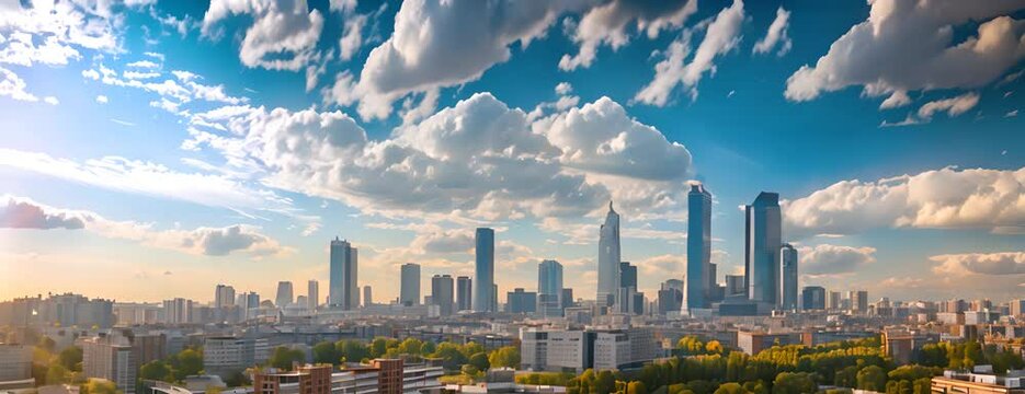 Cityscape with modern buildings in a financial area in Madrid in Spain 4K Video