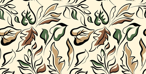 Seamless leaves pattern. Abstract pattern design