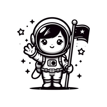 Cute Astronaut Cartoon Girl. Astronaut girl cartoon vector illustration