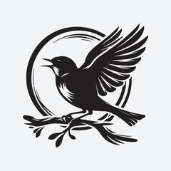 vector silhouette black bird in white background