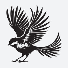 vector silhouette black bird in white background