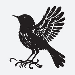 vector silhouette black bird in white background
