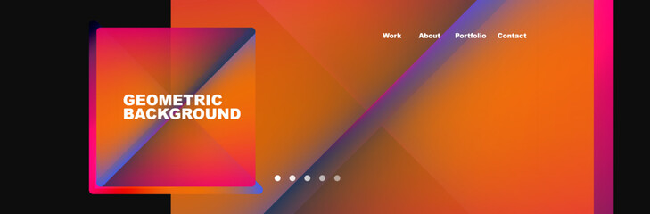 Colorful fluid gradient triangles and squares web site template. Vector Illustration For Wallpaper, Banner, Background, Card, Book Illustration, landing page