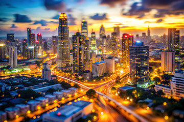city skyline at night