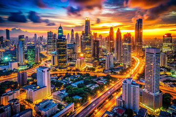 Fototapeta premium sunset over the city