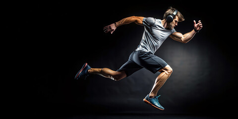 person running on black background