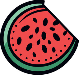 Ripe watermelon isolated on white background. Watermelon icon vector illustration.