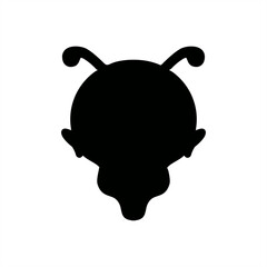 stamp silhouette illustration of an alien head for icon or logo.