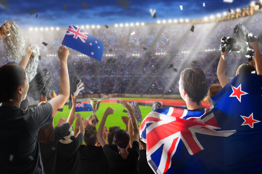 New Zealand team supporter on stadium. - Powered by Adobe