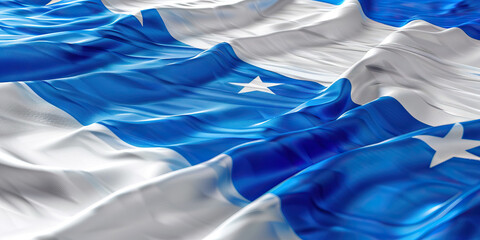 The Blue and White: The Flag of Honduras as a Symbol of Peace and Prosperity - Visualize the flag of Honduras with its blue and white stripes, symbolizing the sky and the Caribbean Sea, and peace and 