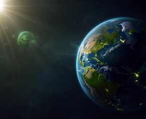Fototapeta premium Earthrise. planet, Earth, suspended in the blackness of space