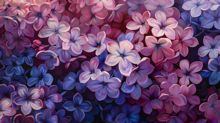 Fototapeta premium Close Up of Purple and Pink Lilac Flowers in Full Bloom
