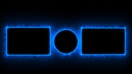 Fiery geometric shapes on on dark blue background