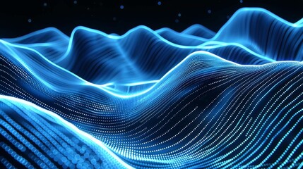 Fototapeta premium c4d rendering background, c4d rendering style, modern smart city, blue and white color, PPT cover design, abstract gradient color lines, Visual design, several flowing glowing lines converge to the sa