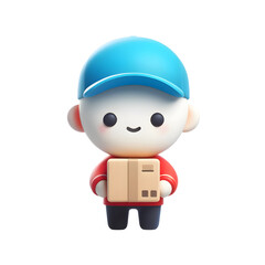 3D Cute Courier Icon Holding Package