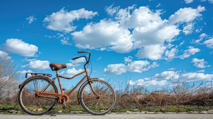 Obraz premium A Rusty Bicycles Daydream Under a Sunny Sky