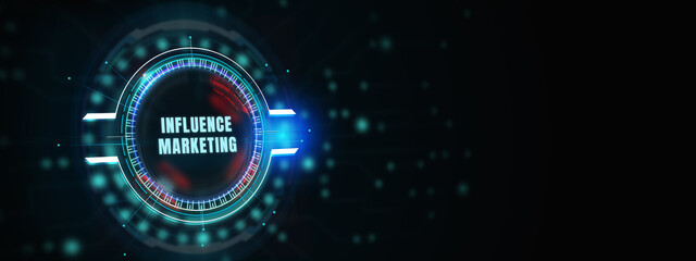 Business, Technology, Internet and network concept. Influencer marketing plan. Social Media strategy concept. 3d illustration
