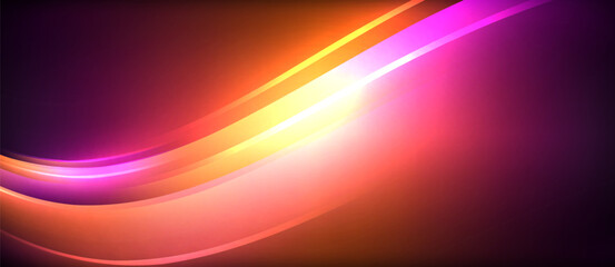 Neon glowing circle rays, light round lines in the dark, planet style neon wave lines. Energetic electric concept design for wallpaper, banner, background