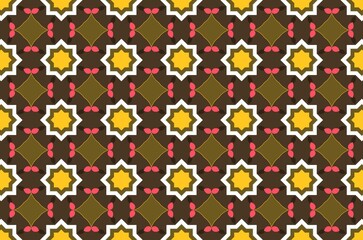 A patterned background with yellow and brown design colors