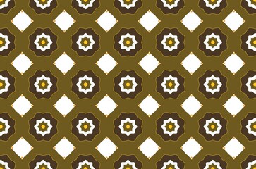 A pattern of brown and white flowers on a brown background