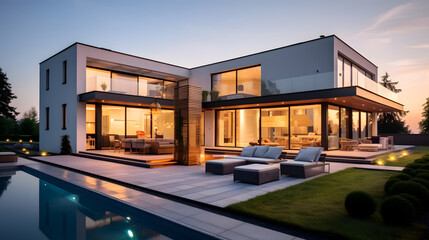 Obraz premium Cozy Attic Room with Skylights and Comfortable Furniture