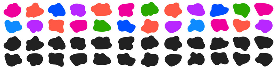 Amoeba, freeform, irregular blob shape vector illustration set