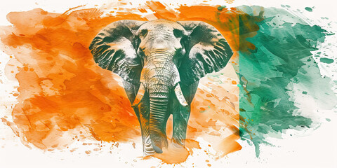 The Elephant: The Flag of Côte d'Ivoire as a Symbol of Strength and Stability - Picture the flag of Côte d'Ivoire with its elephant, symbolizing strength, stability, and the country's natural resource