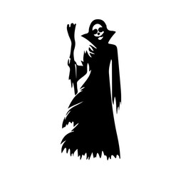 Witch Silhouette with Broom Vector