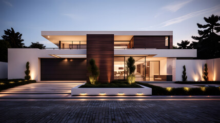Modern Luxury House with a Large Pool, Stylish Architecture, and a Beautiful Outdoor Landscape Creating a Sophisticated and Elegant Living Space Ideal for Contemporary Lifestyles