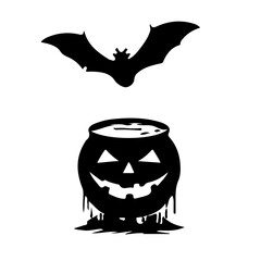 Creepy Halloween Pumpkin Silhouette Vector