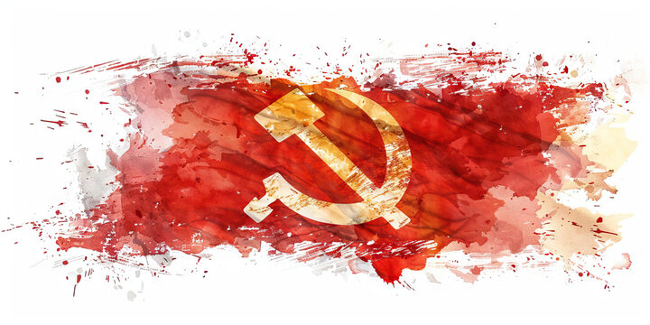 The Hammer and Sickle: The Flag of the Soviet Union as a Symbol of Communism - Visualize the flag of the Soviet Union with its hammer and sickle, symbolizing the working class and communism