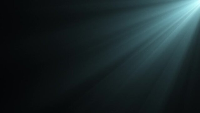 Beautiful Volume Light in the Dark Seamless. Blue Rays Moving on Black Background with Floating Dust Particles Looped 3d Animation. Underwater Sun Beams Shining Deep 4k.