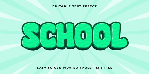 Editable text effect school 3d Trendy Cartoon template style premium vector