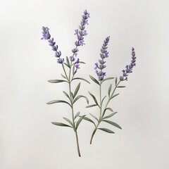 Naklejka premium Watercolor drawing of one sprig of lavender, art, watercolor, hand drawn illustration, ai generative 