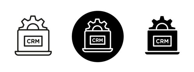 CRM Icon filled and outlined styles, customer relationship management icon in different styles, CRM icon for apps and web UI