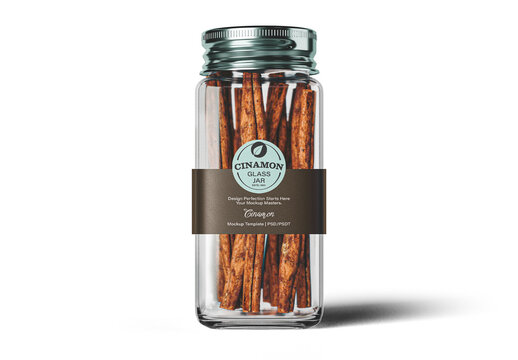 Cinnamon Glass Jar Mockup