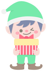 Kids hand drawn cute christmas elf character