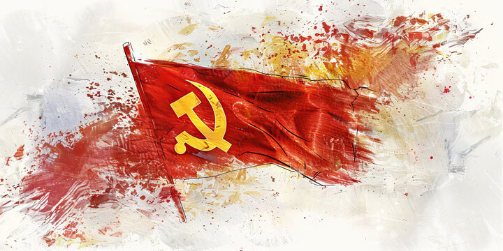 The Hammer and Sickle: The Soviet Union Flag as a Symbol of Communism and Revolution - Imagine the Soviet Union flag with its hammer and sickle, symbolizing communism and the October Revolution