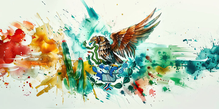 The Eagle and Cactus: The Mexican Flag as a Symbol of Aztec Heritage and Independence - Picture the Mexican flag with its eagle eating a snake on a cactus, symbolizing the Aztec heritage and struggle 