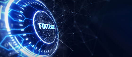 Fintech Financial technology digital money online banking business finance concept. 3d illustration