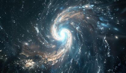 Realistic photo of the spiral galaxy in deep space