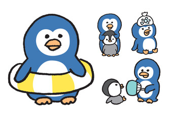 丸っこくておもしろかわいいペンギンの親子